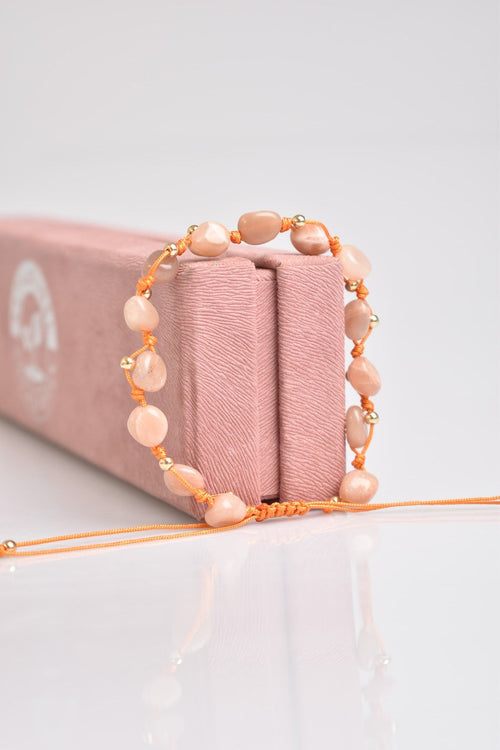 Güneş Taşı Doğal Taş Makrome Bileklik