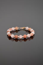 Güneş Taşı - Pembe Kuvars Doğal Taş 925 Ayar Gümüş Bileklik