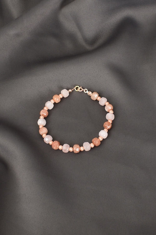 Güneş Taşı - Pembe Kuvars Doğal Taş 925 Ayar Gümüş Bileklik