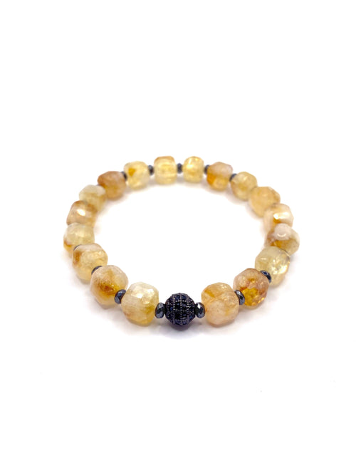 Hakiki Doğal Sertifikalı Özel Kesim Sitrin - Hematit Doğal Taş Bileklik 10mm Zirkon Aparatlı