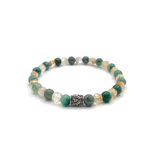 Hakiki Doğal Sertifikalı Zümrüt - Sitrin Doğal Taş Gümüş Aparatlı Misinalı Bileklik Fasetli 6mm