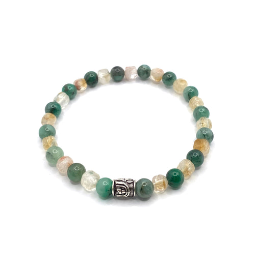 Hakiki Doğal Sertifikalı Zümrüt - Sitrin Doğal Taş Gümüş Aparatlı Misinalı Bileklik Fasetli 6mm