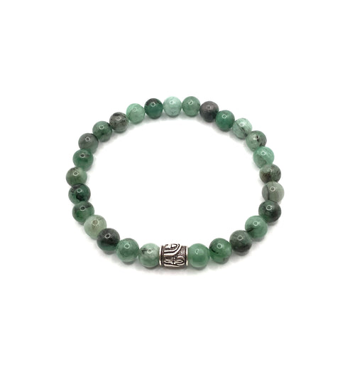 Hakiki Doğal Sertifikalı Zümrüt Doğal Taş Gümüş Aparatlı Misinalı Bileklik 6mm