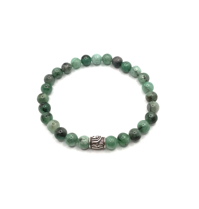 Hakiki Doğal Sertifikalı Zümrüt Doğal Taş Gümüş Aparatlı Misinalı Bileklik 6mm
