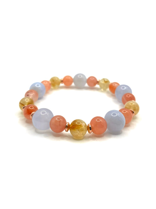 Hakiki Orijinal Sertifikalı Sitrin - Yemen Akiği - Kalsedon - Hematit Doğal Taş Misinalı Bileklik