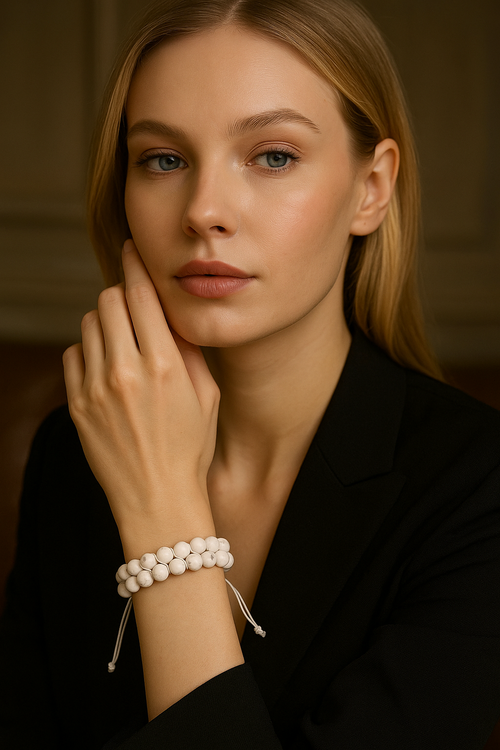 Havlit 8mm Çift Sıra Makrome Doğal Taş Bileklik