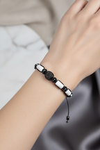 Havlit - Hematit Doğal Taş Zirkon Aparatlı Makrome Bileklik