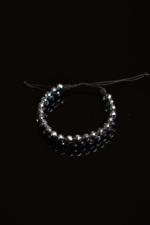 Hematit Doğal Taş Çift Sıra Makrome Bileklik 6 mm Fasetli Kesim