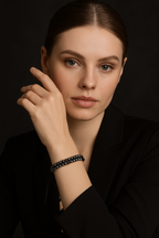 Hematit Doğal Taş Çift Sıra Makrome Bileklik 6 mm Fasetli Kesim