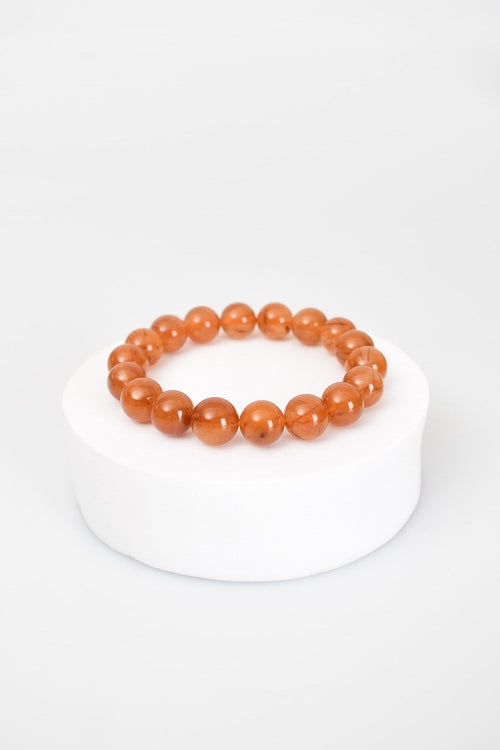 Hematoid Rutilli Kuvars Doğal Taş Bileklik 10 mm