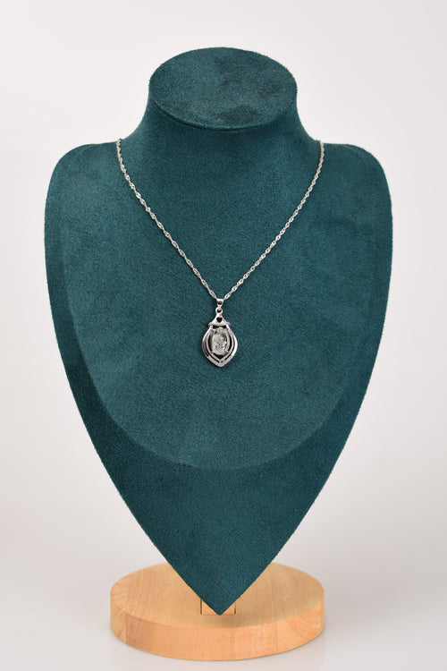 Herkimer Kuvars Doğal Taş 925 Ayar Gümüş Kolye