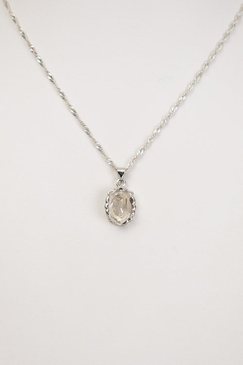 Herkimer Kuvars Doğal Taş 925 Ayar Gümüş Kolye