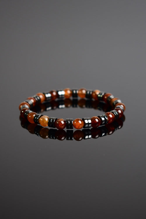 Hessonit - Hematit Doğal Taş Erkek Bileklik