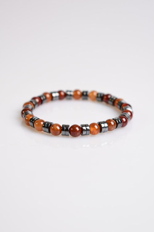 Hessonit - Hematit Doğal Taş Erkek Bileklik