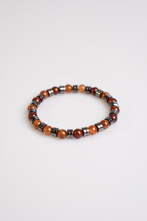 Hessonit - Hematit Doğal Taş Erkek Bileklik