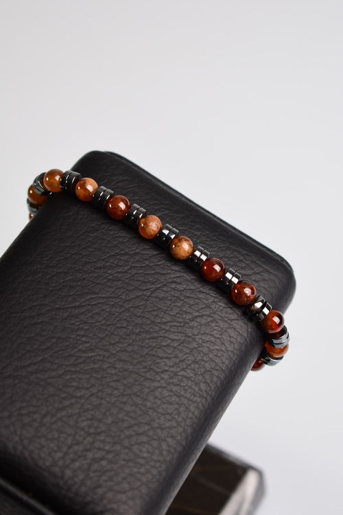 Hessonit - Hematit Doğal Taş Erkek Bileklik