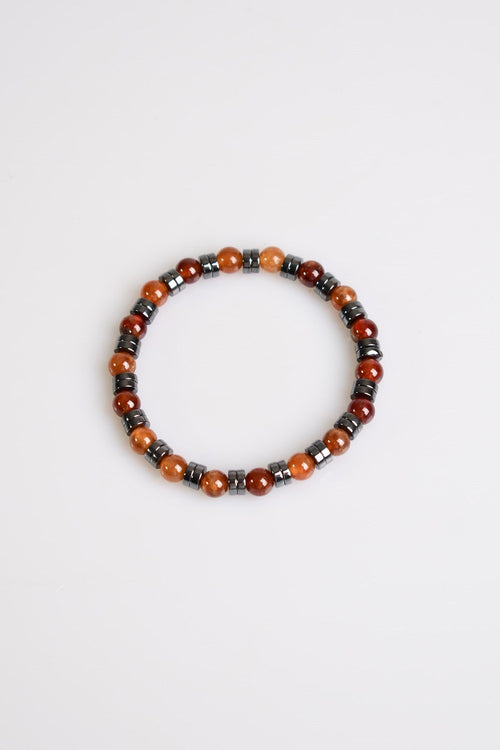 Hessonit - Hematit Doğal Taş Erkek Bileklik