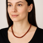 Hessonit Lal 6 mm Dizi Doğal Taş Kolye