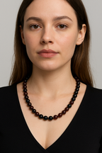 Hessonit Lal 8 mm Dizi Doğal Taş Kolye