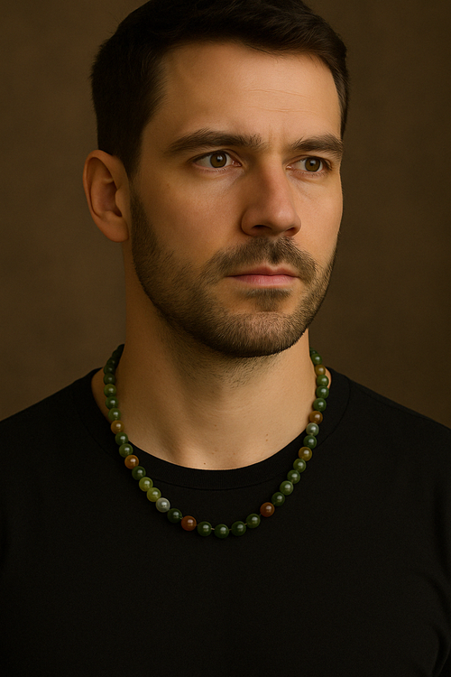 Hint Akiği 8 mm Dizi Doğal Taş Kolye