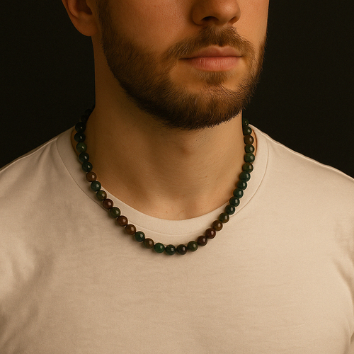 Hint Akiği 8 mm Düğümlü Doğal Taş Kolye