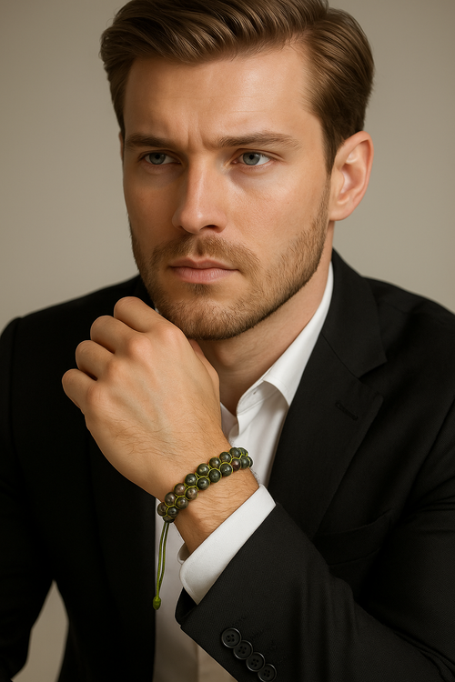 Hint Akik 6mm Çift Sıra Makrome Doğal Taş Bileklik