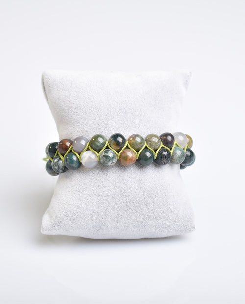 Hint Akik 8mm Çift Sıra Makrome Doğal Taş Bileklik