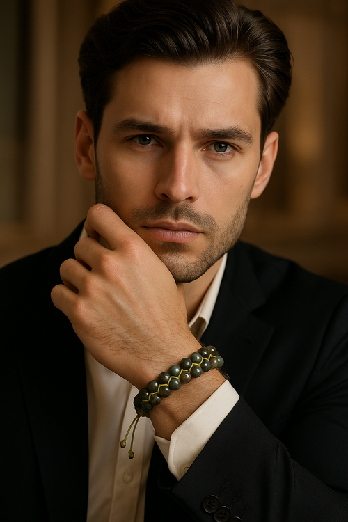 Hint Akik 8mm Çift Sıra Makrome Doğal Taş Bileklik