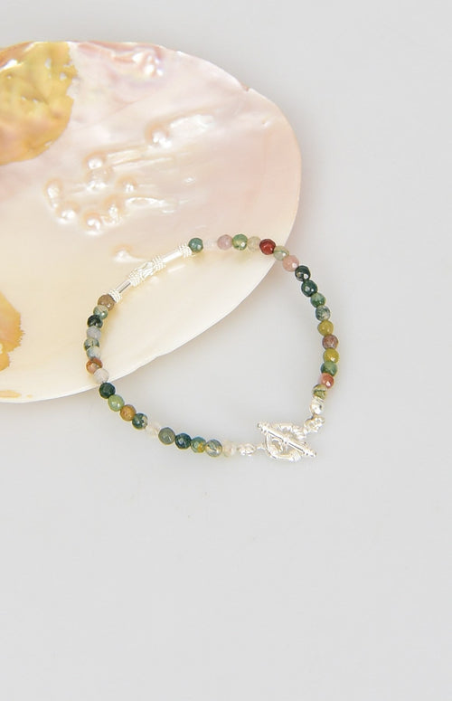 Hint Akik Doğal Taş 925 Ayar Gümüş Kapama Bileklik - Ayışığı Koleksiyonu