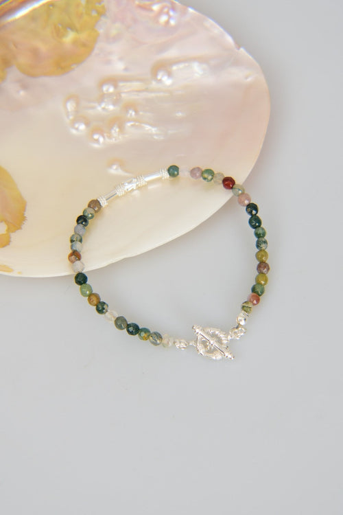 Hint Akik Doğal Taş 925 Ayar Gümüş Kapama Bileklik - Ayışığı Koleksiyonu