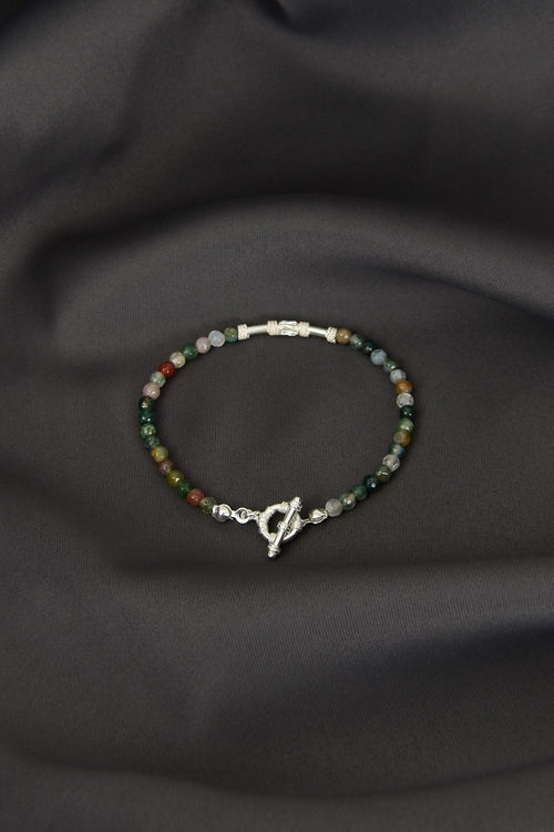 Hint Akik Doğal Taş 925 Ayar Gümüş Kapama Bileklik - Ayışığı Koleksiyonu