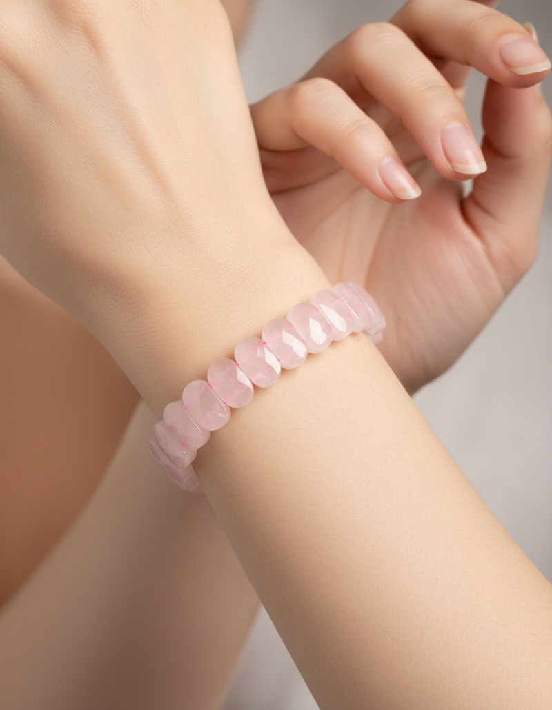 IGSL Uluslararası Sertifikalı Pembe Kuvars Doğaltaş Bileklik – Özel Rolex Kesim - Görsel 1 - Safnaturel