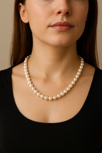 İnci 8 mm Dizi Doğal Taş Kolye