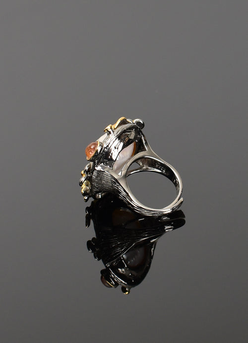 İnci Doğal Taş 925 Ayar Gümüş Ayarlanabilir Yüzük