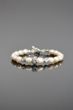 İnci Doğal Taş 925 Ayar Gümüş Kapama Bileklik