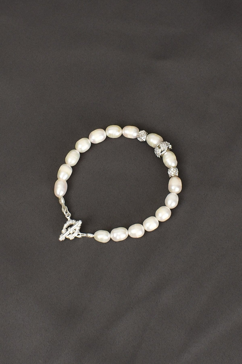 İnci Doğal Taş 925 Ayar Gümüş Kapama Bileklik - Görsel 3 - Safnaturel