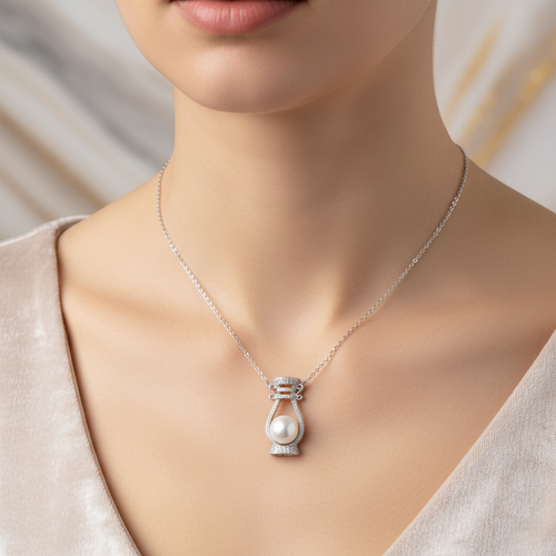 İnci Doğal Taş 925 Ayar Gümüş Kolye