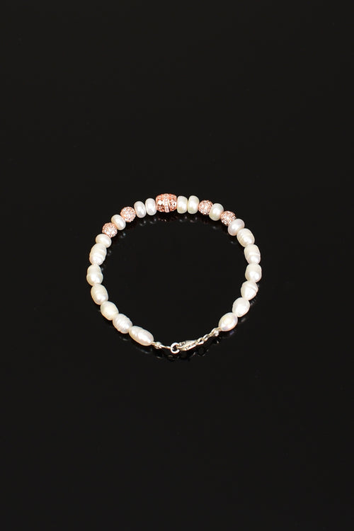 İnci Doğal Taş Gümüş Aparatlı Bileklik