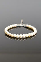 İnci Doğal Taş Gümüş Kapama Bileklik