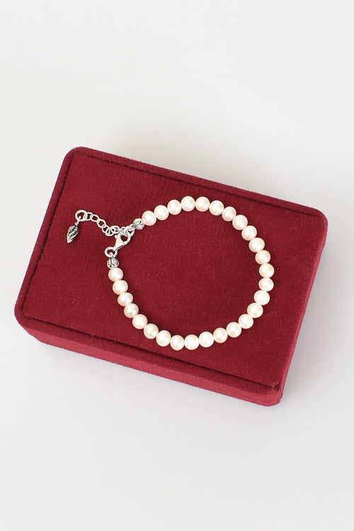 İnci Doğal Taş Gümüş Kapama Bileklik