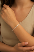 İnci Doğal Taş Gümüş Kapama Bileklik