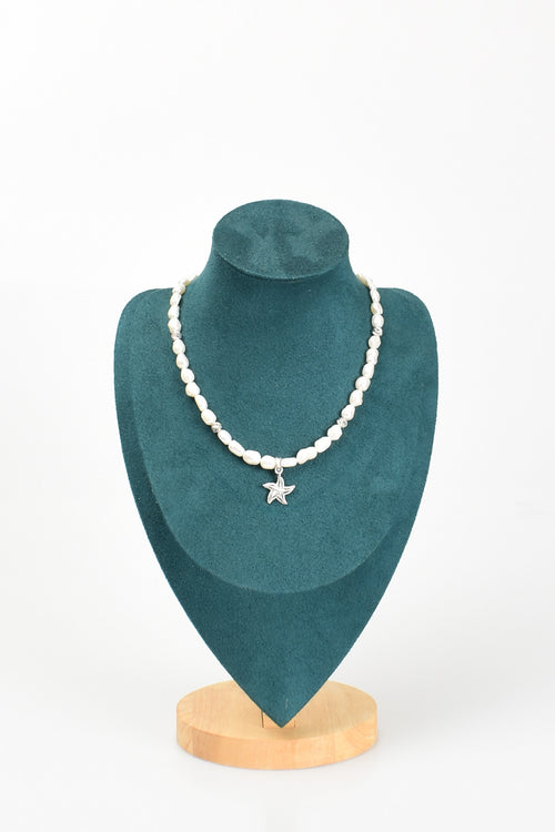 İnci Doğal Taş Gümüş Kolye