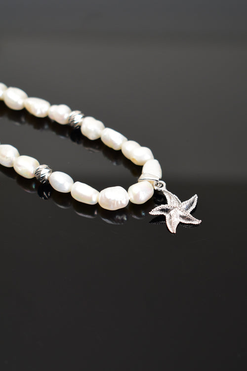 İnci Doğal Taş Gümüş Kolye