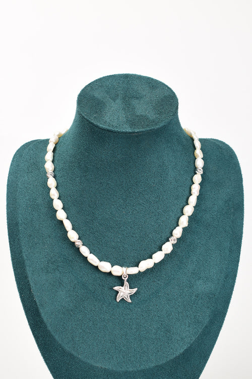 İnci Doğal Taş Gümüş Kolye