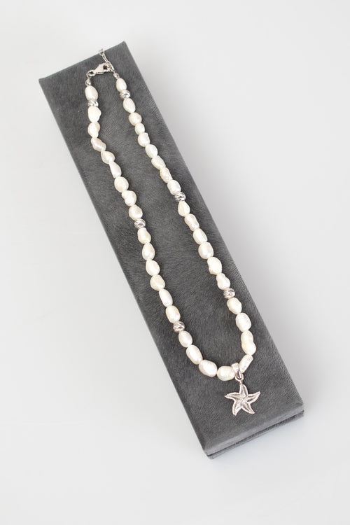 İnci Doğal Taş Gümüş Kolye