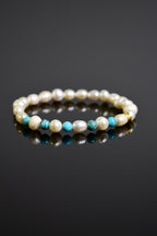 Pearl - Firuze Turquoise Natural Stone Gold Plated Silver Bracelet Unisex