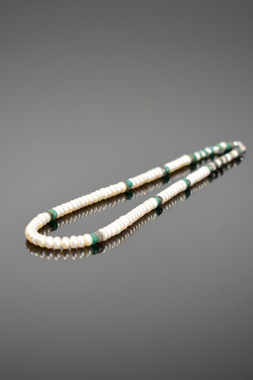 İnci - Zümrüt - Labradorit Doğal Taş Kolye