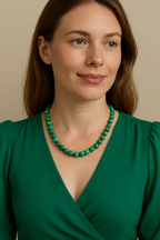 İspanyol Varisit 8 mm Dizi Doğal Taş Kolye