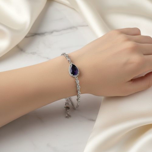 İyolit Doğal Taş 925 Ayar Gümüş Bileklik