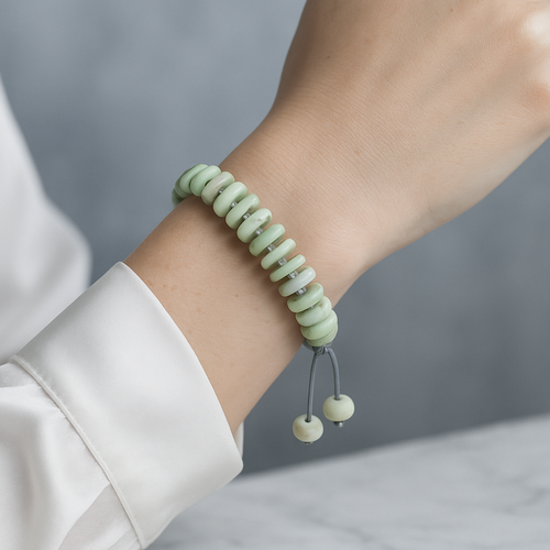 Jade Doğal Taş Makrome Örme Bileklik – Şekilsiz Kesim